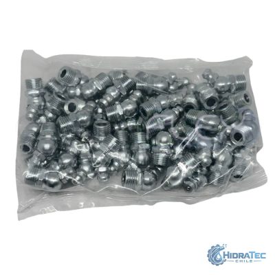 CAJA 50 UNIDADES DE GRASERA SEMI CURVA 45° 3/8" SAE — HidraTec Chile