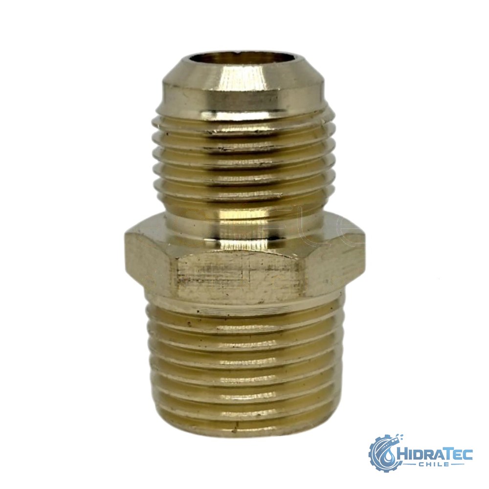 Conector Macho Flare 45° x NPT Bronce — HidraTec Chile