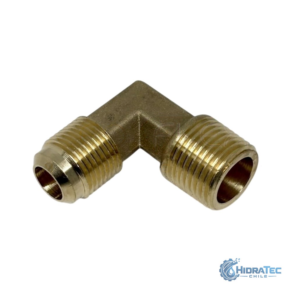 Conector Macho Flare 45° x NPT Bronce — HidraTec Chile