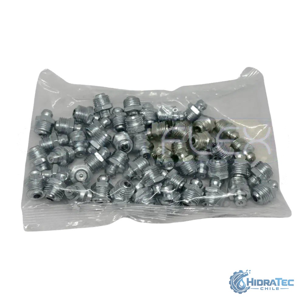 CAJA 50 UNIDADES DE GRASERA RECTA 8MM X 1 — HidraTec Chile
