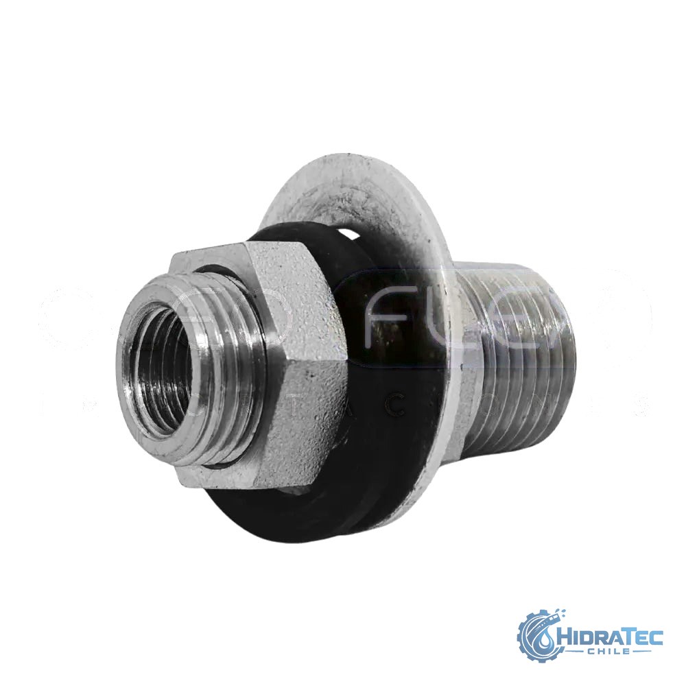 ADAPTADOR PASAMURO FRENO NPT 1/2"-1/4NPT HI RECTO L=24MM — HidraTec Chile