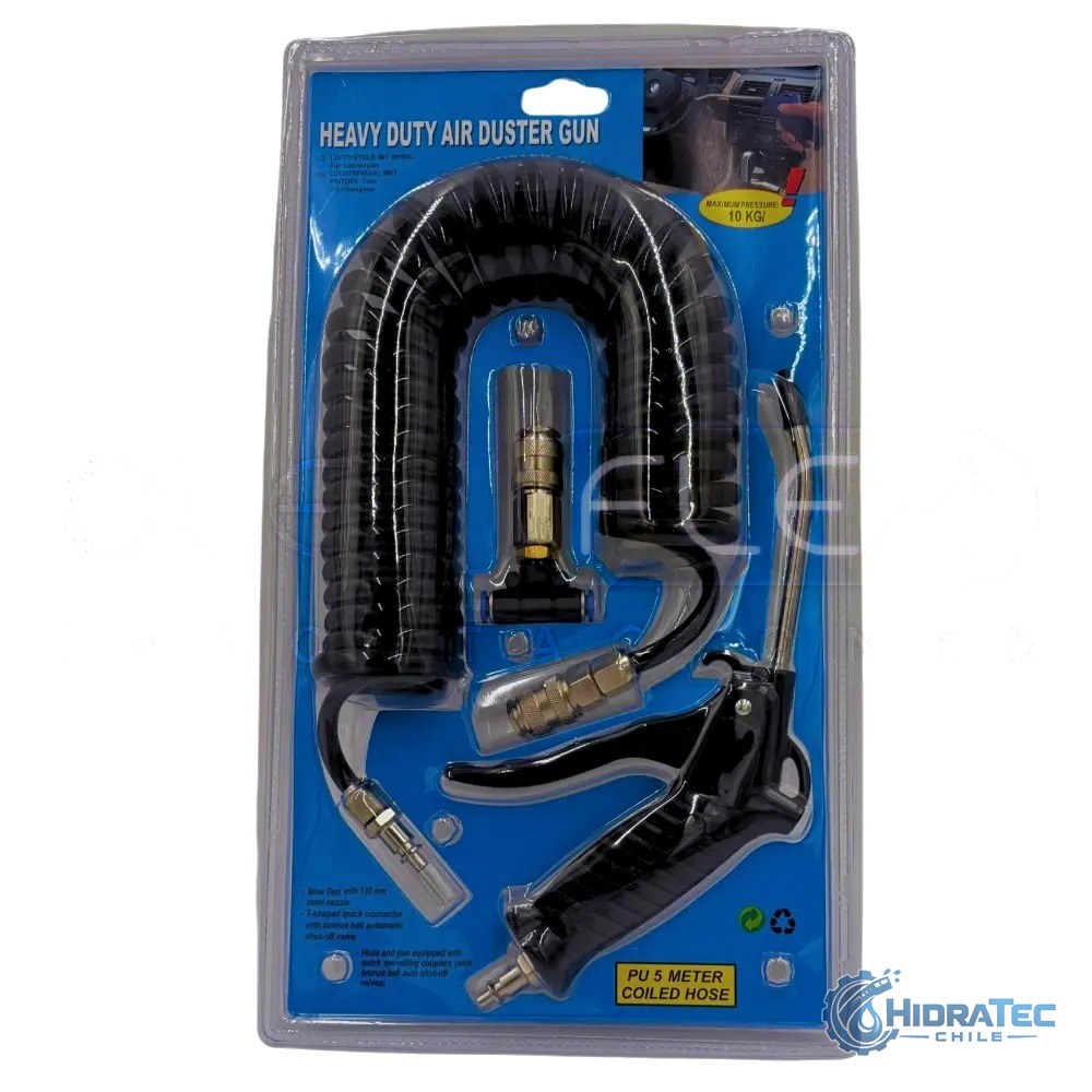 KIT DE LIMPIEZA AIRE COMPRIMIDO PARA CABINA SERIE PESADA CON BOQUILLA 8MM X 5MTS — HidraTec Chile