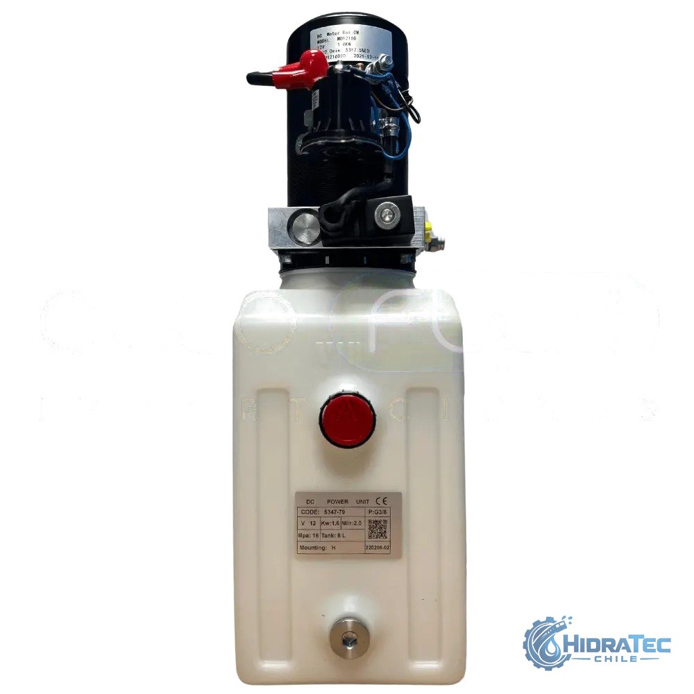 MINICENTRAL 12VDC 1_6KW 08LITROS HORIZONTAL 180BAR C- C / COBERTOR — HidraTec Chile